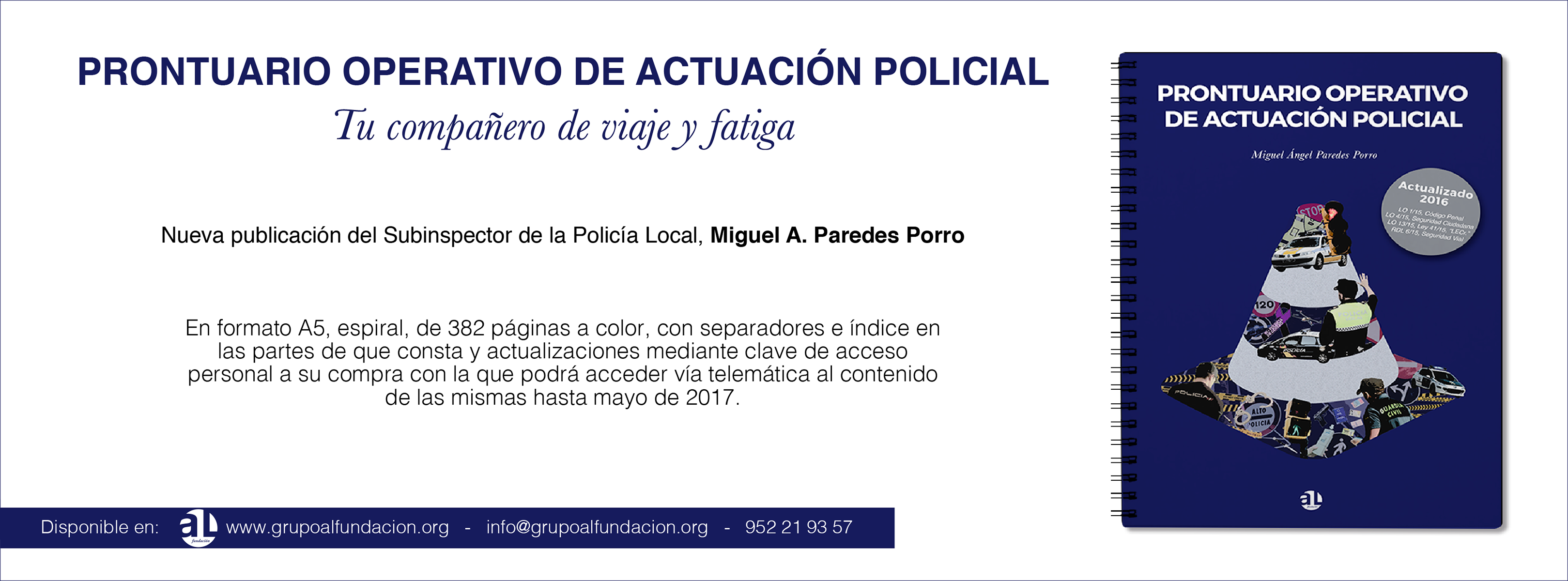 Prontuario operativo de actuación policial, Miguel Ángel Paredes Porro, AL Fundación, banner facebook del libro