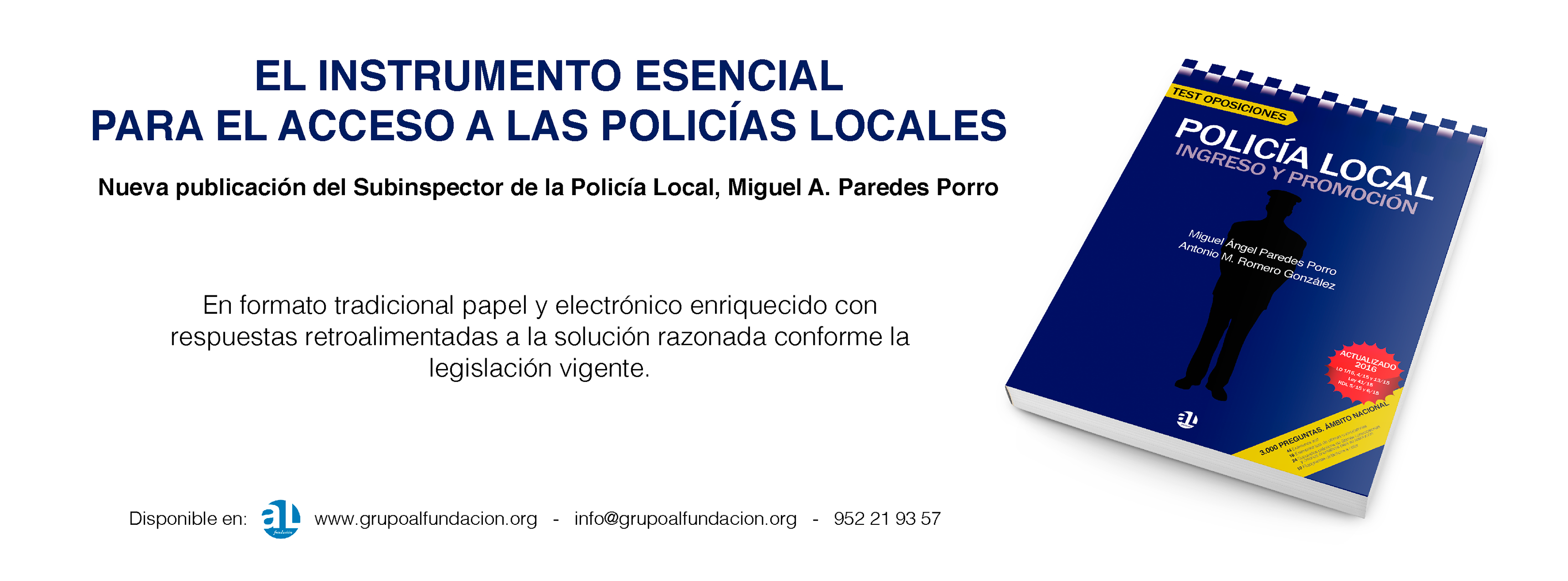 Test Oposiciones Policía Local, Miguel Ángel Paredes Porro, AL Fundación, banner facebook